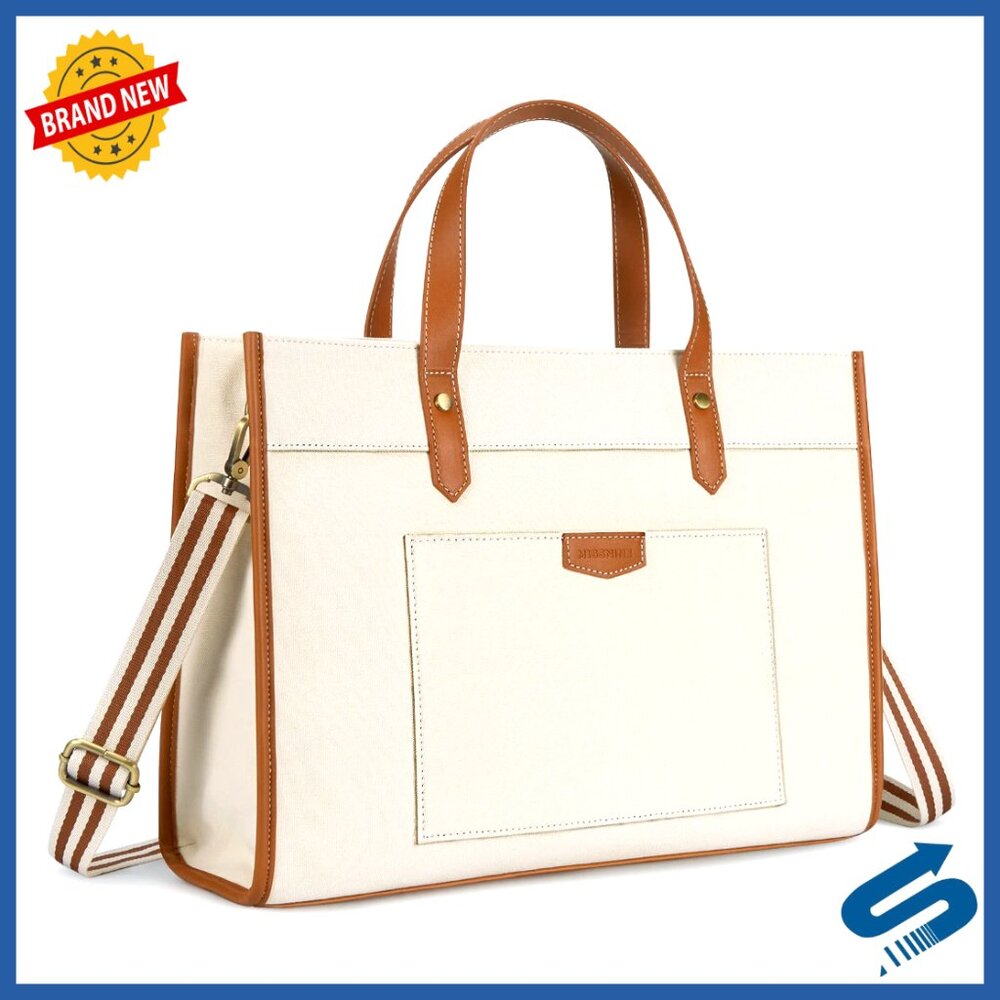 Canvas Laptop Tote Bag Casual Briefcase Work Shoulder Bag Travel Office College